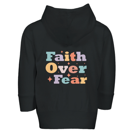 Faith Over Fear Christian Toddler Zip Fleece Hooded Sweatshirt - ClaimedbyGodDesigns