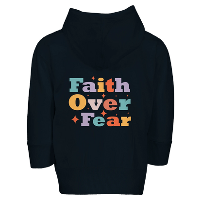 Faith Over Fear Christian Toddler Zip Fleece Hooded Sweatshirt - ClaimedbyGodDesigns