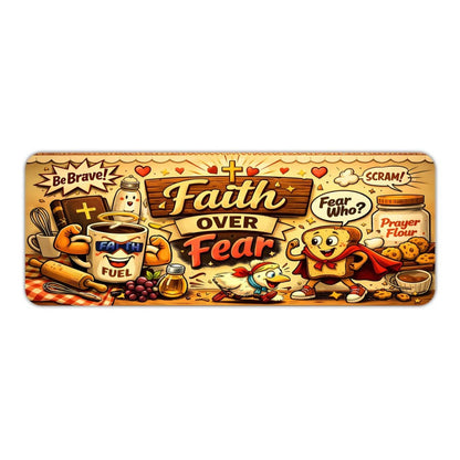 Faith Over Fear Fun Christian Kitchen Mat - ClaimedbyGodDesigns