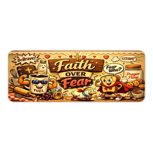 Faith Over Fear Fun Christian Kitchen Mat - ClaimedbyGodDesigns