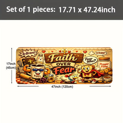 Faith Over Fear Fun Christian Kitchen Mat - ClaimedbyGodDesigns