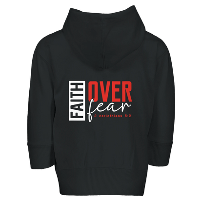 Faith Over Fear Toddler Christian Zip Fleece Hooded Sweatshirt - ClaimedbyGodDesigns
