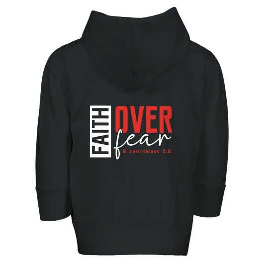 Faith Over Fear Toddler Christian Zip Fleece Hooded Sweatshirt - ClaimedbyGodDesigns