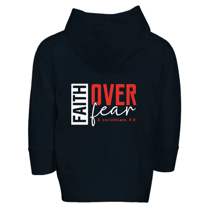 Faith Over Fear Toddler Christian Zip Fleece Hooded Sweatshirt - ClaimedbyGodDesigns