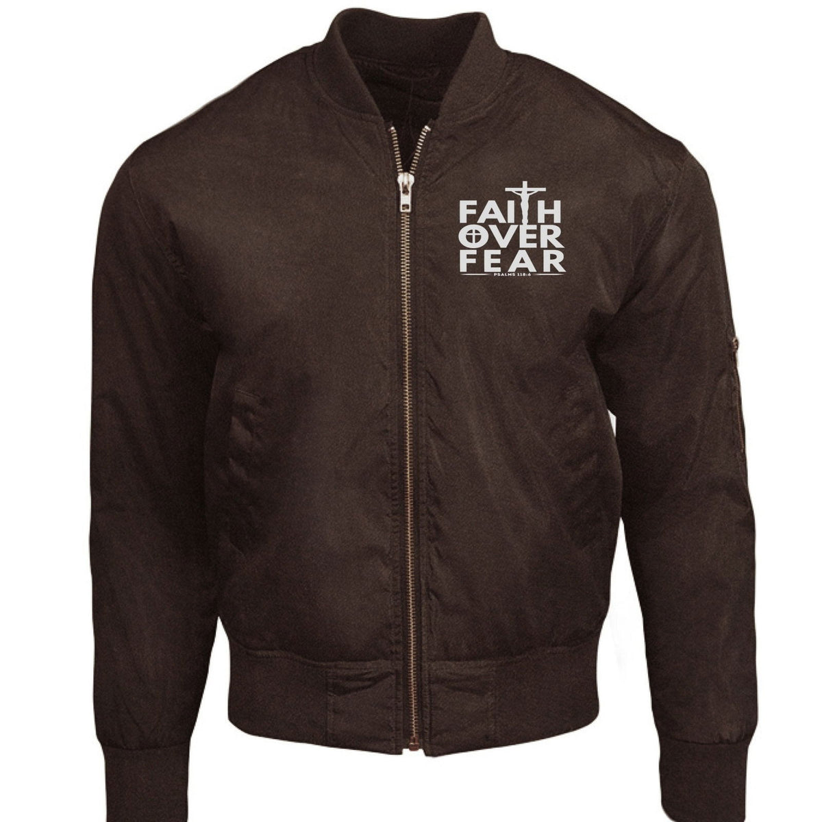 Faith Over Fear Unisex Christian Bomber Jacket - ClaimedbyGodDesigns