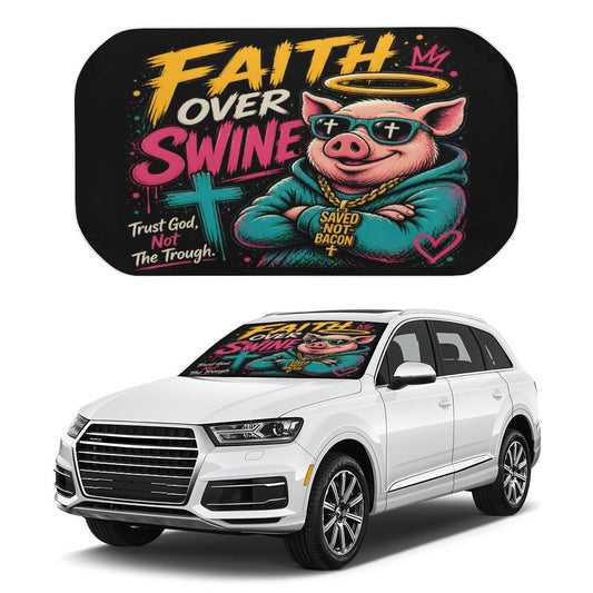 Faith Over Swine Christian Car Sunshade Umbrella - ClaimedbyGodDesigns