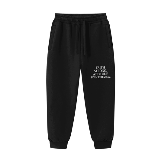 Faith Strong Attitude Under Review Unisex Christian Drawstring Jogged Sweatpants - ClaimedbyGodDesigns