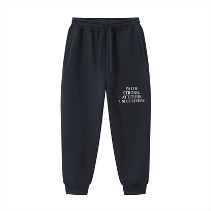 Faith Strong Attitude Under Review Unisex Christian Drawstring Jogged Sweatpants - ClaimedbyGodDesigns