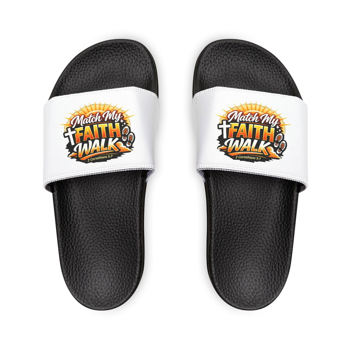 Faith Walk Men's Christian Slide Sandals — "Match My Faith" Graphic - ClaimedbyGodDesigns