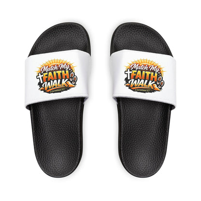 Faith Walk Men's Christian Slide Sandals — "Match My Faith" Graphic - ClaimedbyGodDesigns