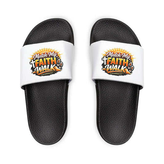 Faith Walk Men's Christian Slide Sandals — "Match My Faith" Graphic - ClaimedbyGodDesigns