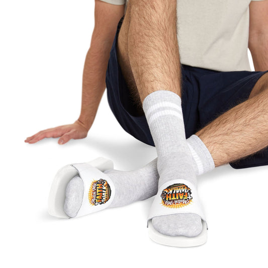 Faith Walk Men's Christian Slide Sandals — "Match My Faith" Graphic - ClaimedbyGodDesigns
