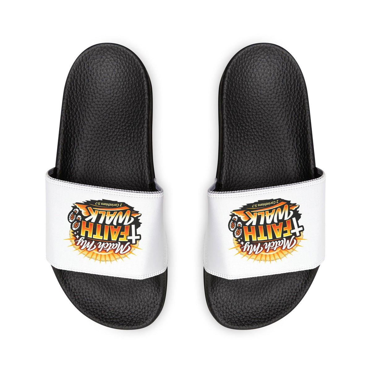 Faith Walk Men's Christian Slide Sandals — "Match My Faith" Graphic - ClaimedbyGodDesigns