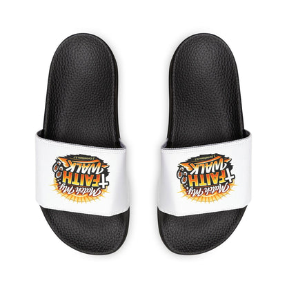 Faith Walk Men's Christian Slide Sandals — "Match My Faith" Graphic - ClaimedbyGodDesigns
