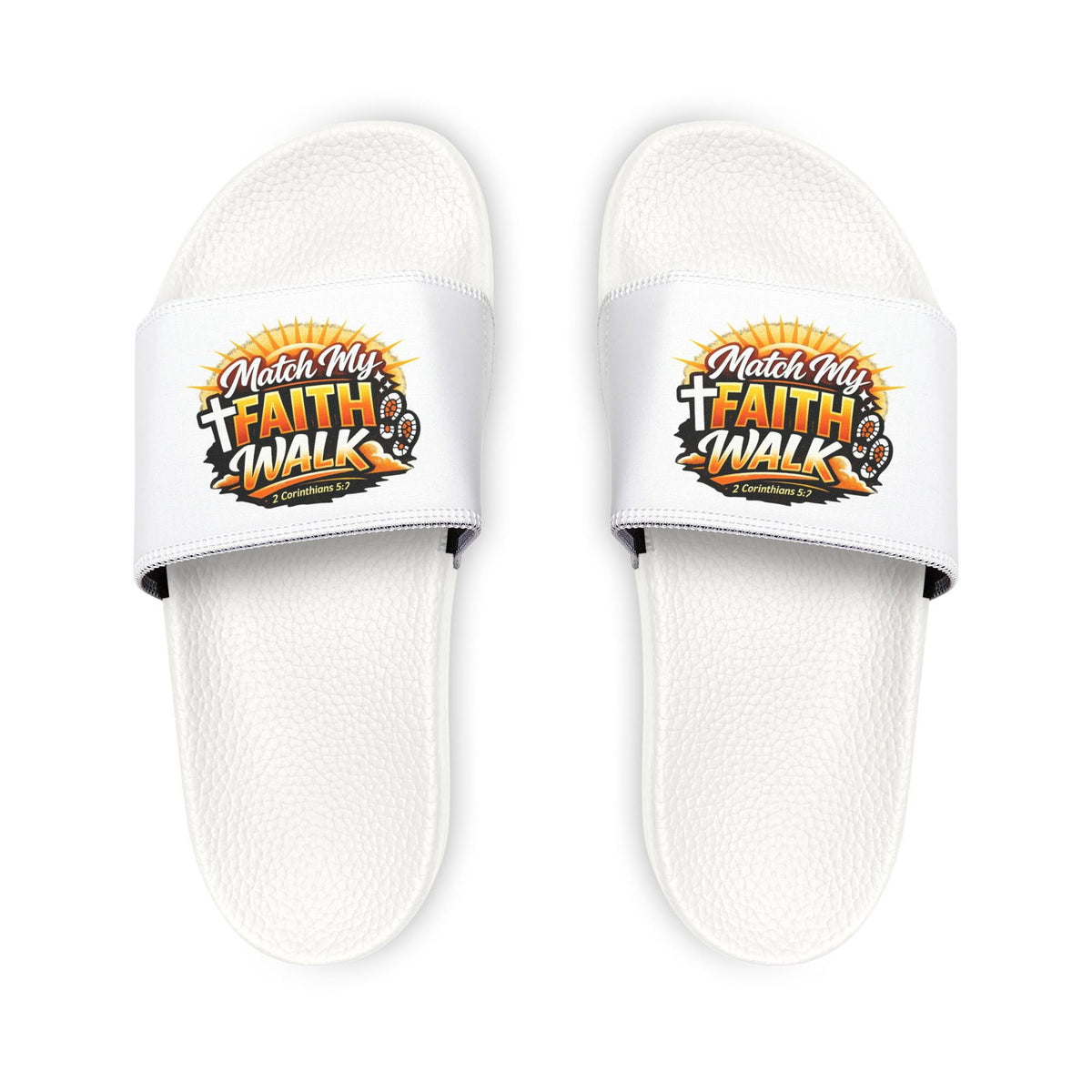 Faith Walk Men's Christian Slide Sandals — "Match My Faith" Graphic - ClaimedbyGodDesigns