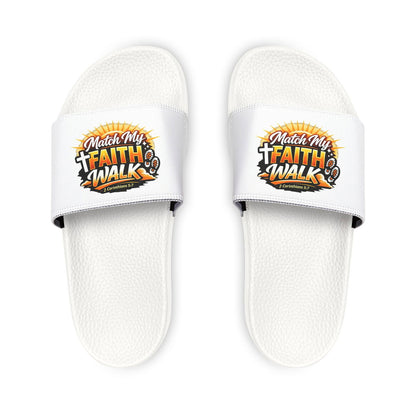 Faith Walk Men's Christian Slide Sandals — "Match My Faith" Graphic - ClaimedbyGodDesigns