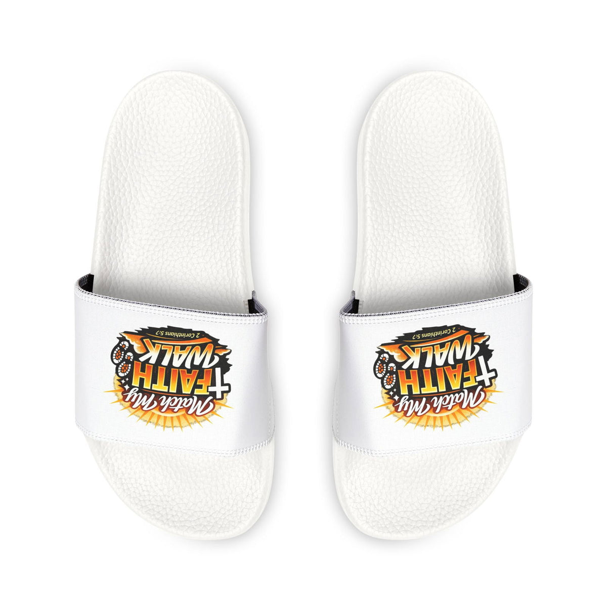 Faith Walk Men's Christian Slide Sandals — "Match My Faith" Graphic - ClaimedbyGodDesigns