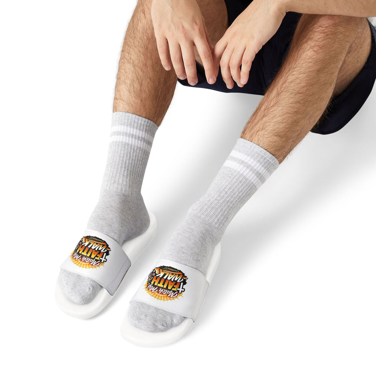 Faith Walk Men's Christian Slide Sandals — "Match My Faith" Graphic - ClaimedbyGodDesigns