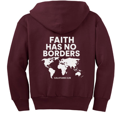 Faith has no borders Youth Christian Full-Zip Hooded Sweatshirt - ClaimedbyGodDesigns