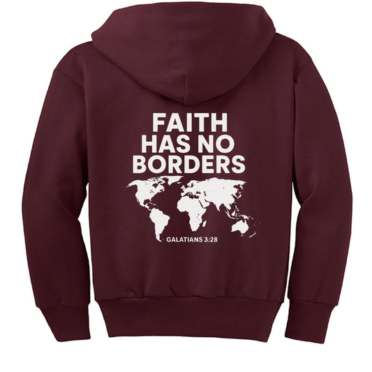 Faith has no borders Youth Christian Full-Zip Hooded Sweatshirt - ClaimedbyGodDesigns