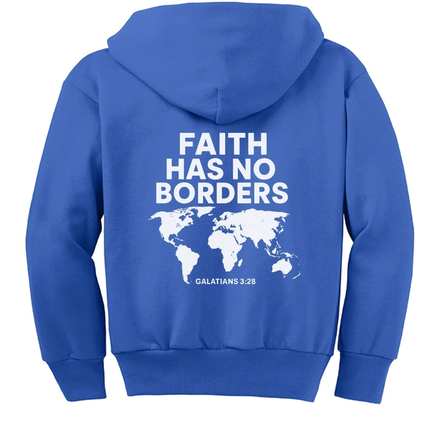 Faith has no borders Youth Christian Full-Zip Hooded Sweatshirt - ClaimedbyGodDesigns
