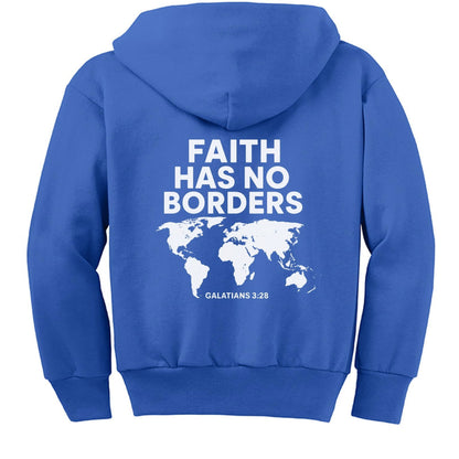 Faith has no borders Youth Christian Full-Zip Hooded Sweatshirt - ClaimedbyGodDesigns