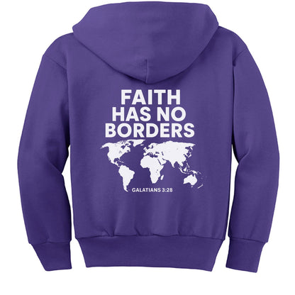 Faith has no borders Youth Christian Full-Zip Hooded Sweatshirt - ClaimedbyGodDesigns