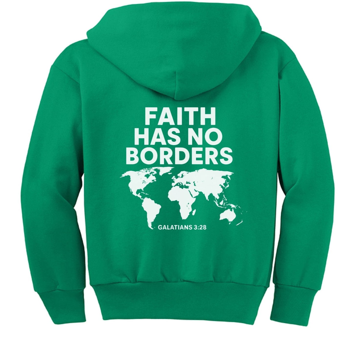 Faith has no borders Youth Christian Full-Zip Hooded Sweatshirt - ClaimedbyGodDesigns