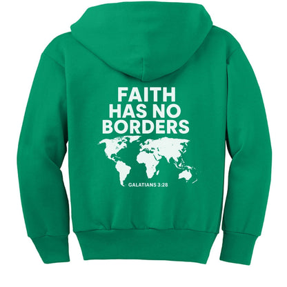 Faith has no borders Youth Christian Full-Zip Hooded Sweatshirt - ClaimedbyGodDesigns