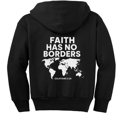 Faith has no borders Youth Christian Full-Zip Hooded Sweatshirt - ClaimedbyGodDesigns