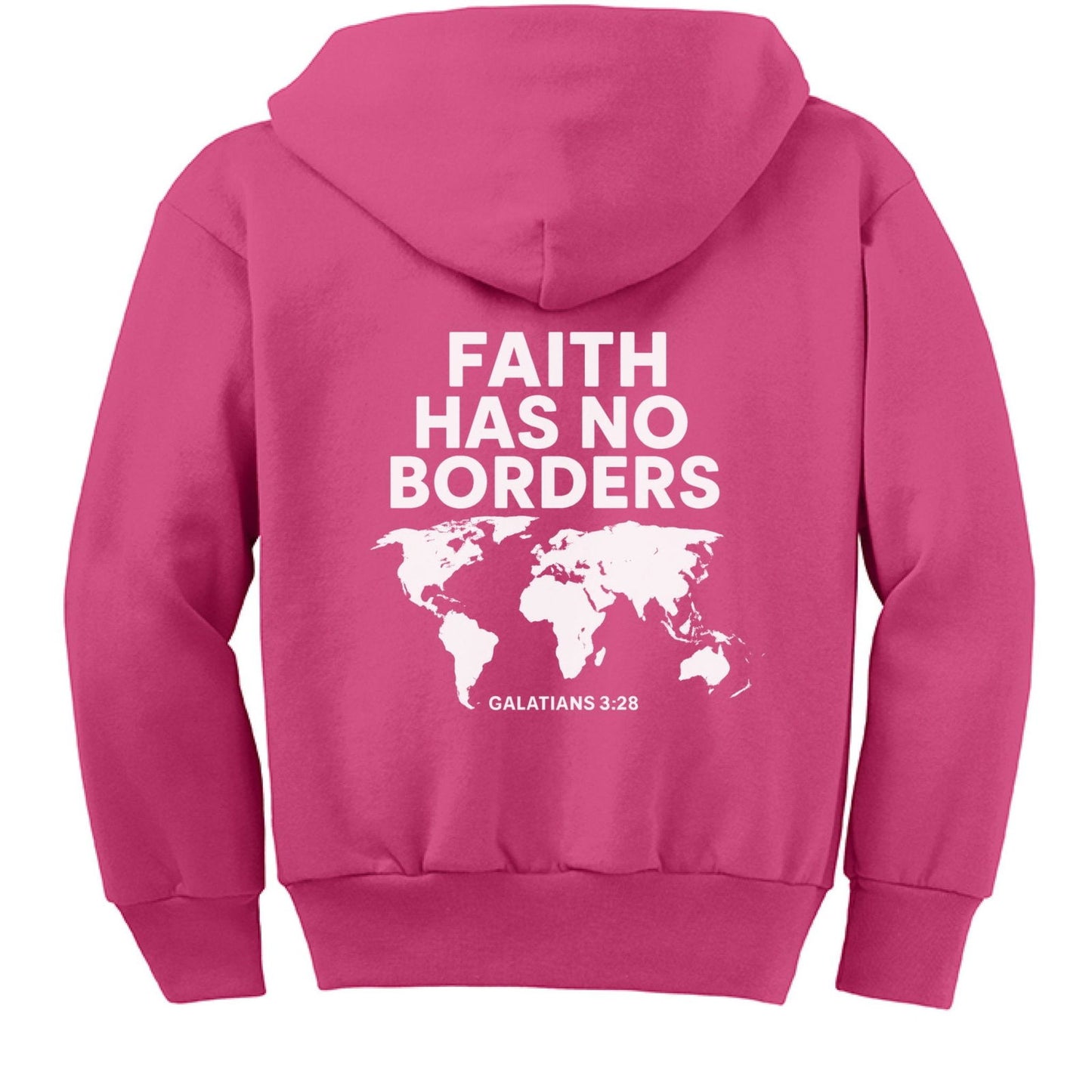 Faith has no borders Youth Christian Full-Zip Hooded Sweatshirt - ClaimedbyGodDesigns
