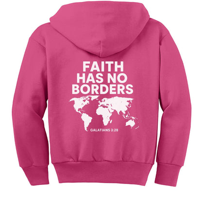 Faith has no borders Youth Christian Full-Zip Hooded Sweatshirt - ClaimedbyGodDesigns