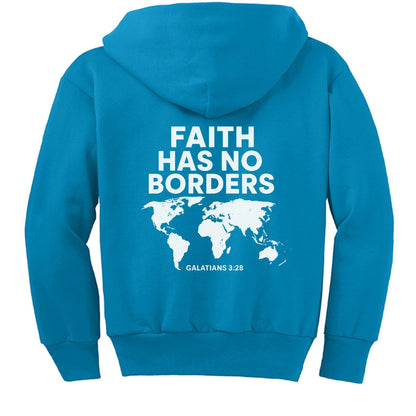 Faith has no borders Youth Christian Full-Zip Hooded Sweatshirt - ClaimedbyGodDesigns