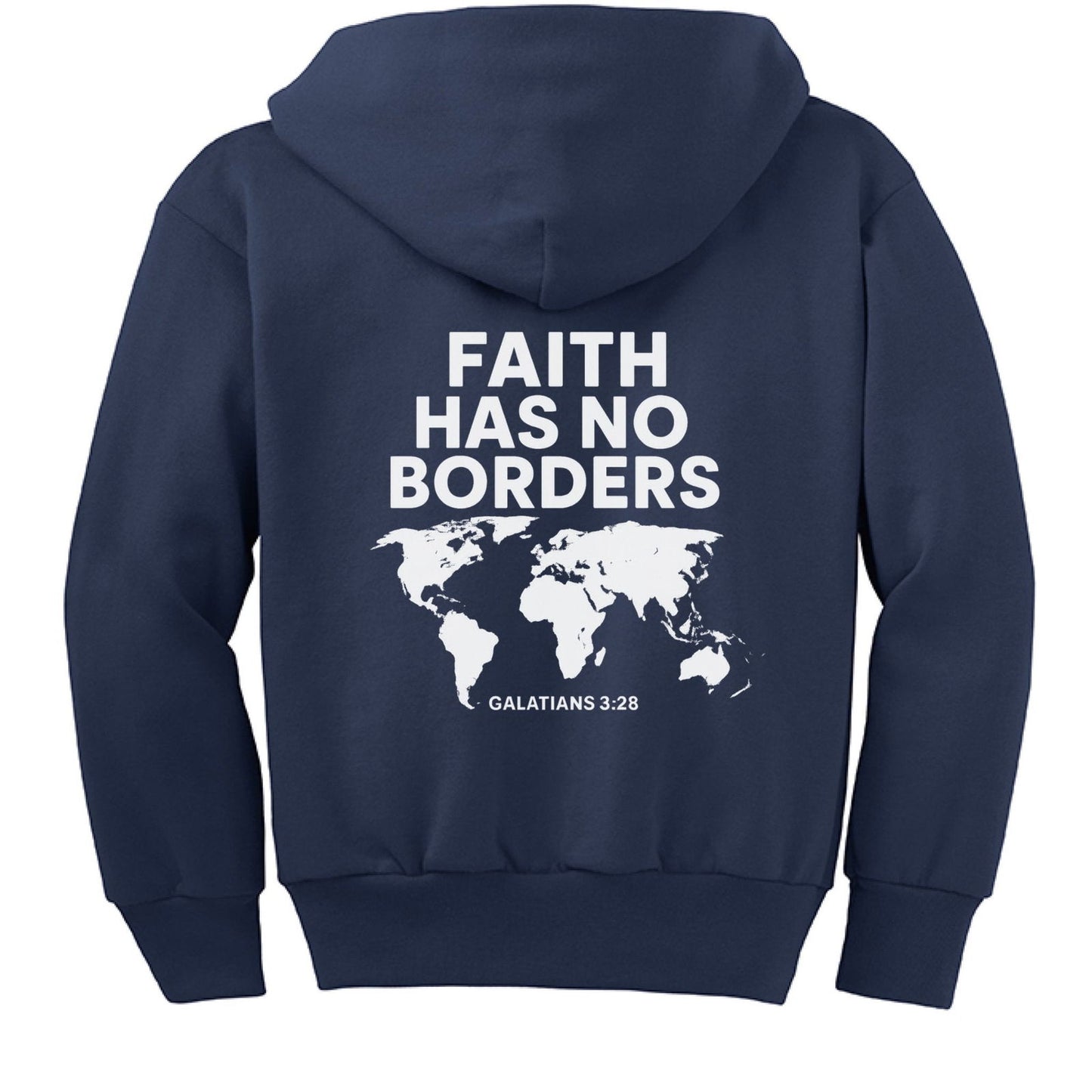 Faith has no borders Youth Christian Full-Zip Hooded Sweatshirt - ClaimedbyGodDesigns