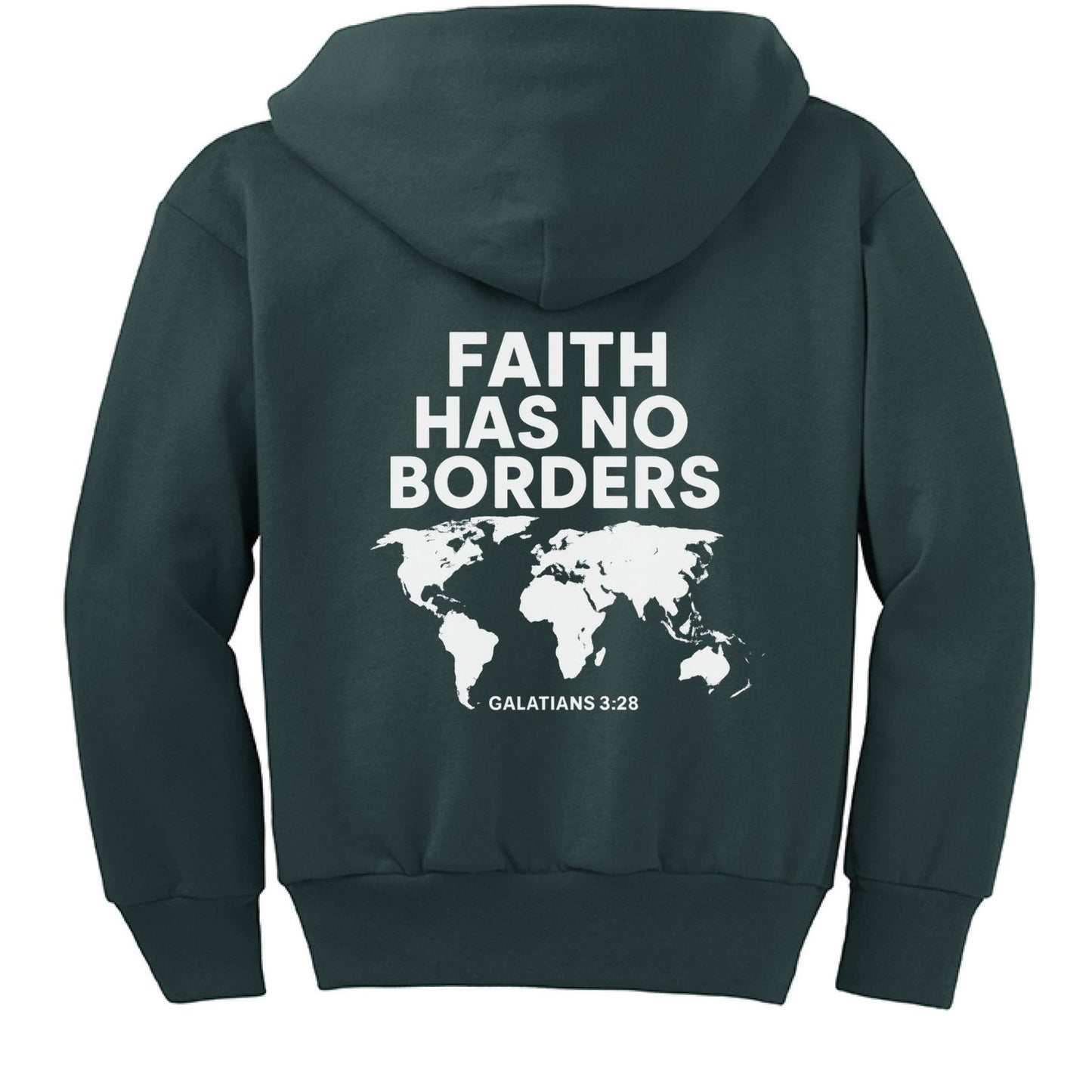 Faith has no borders Youth Christian Full-Zip Hooded Sweatshirt - ClaimedbyGodDesigns