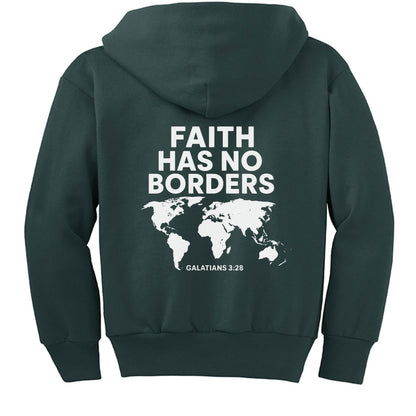 Faith has no borders Youth Christian Full-Zip Hooded Sweatshirt - ClaimedbyGodDesigns