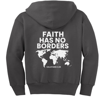 Faith has no borders Youth Christian Full-Zip Hooded Sweatshirt - ClaimedbyGodDesigns