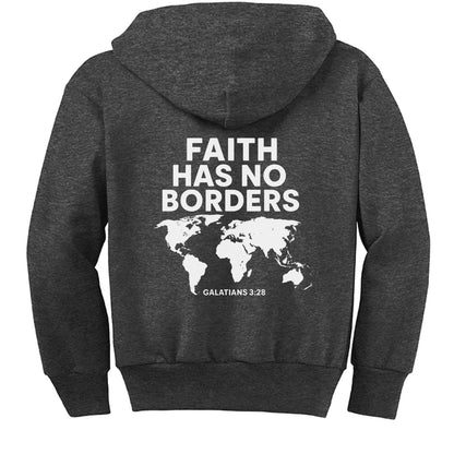Faith has no borders Youth Christian Full-Zip Hooded Sweatshirt - ClaimedbyGodDesigns