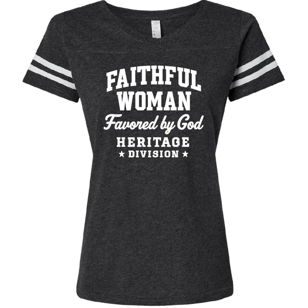 Faithful Woman Heritage Division Women's Christian Football Jersey T-shirt - ClaimedbyGodDesigns