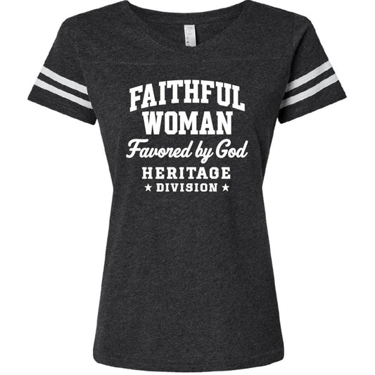 Faithful Woman Heritage Division Women's Christian Football Jersey T-shirt - ClaimedbyGodDesigns