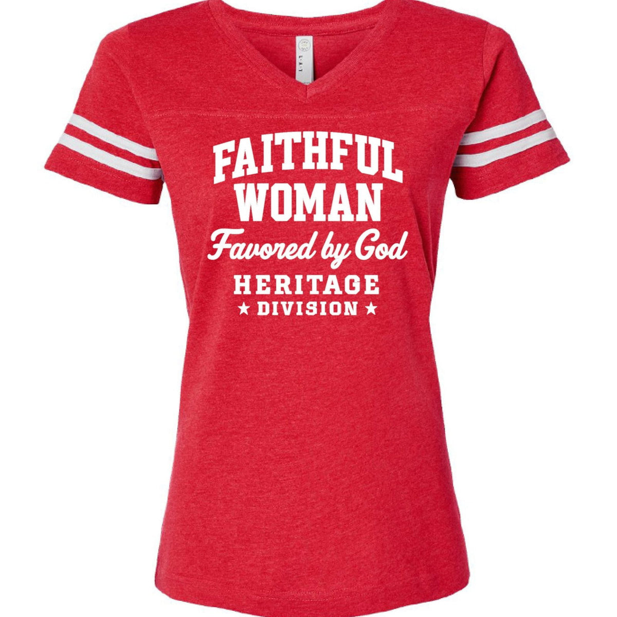 Faithful Woman Heritage Division Women's Christian Football Jersey T-shirt - ClaimedbyGodDesigns