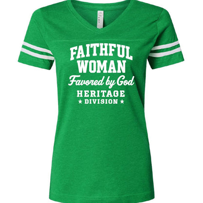 Faithful Woman Heritage Division Women's Christian Football Jersey T-shirt - ClaimedbyGodDesigns