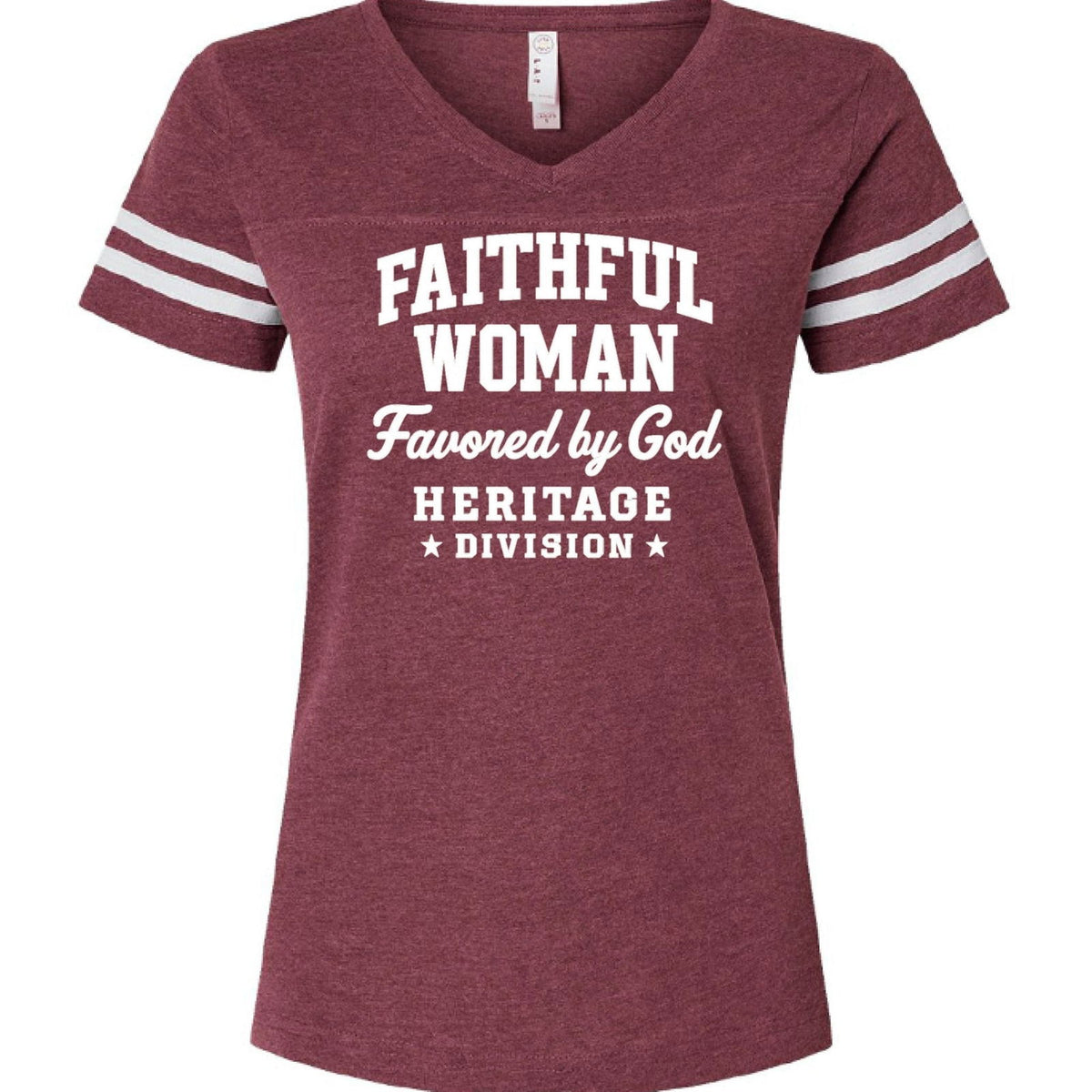 Faithful Woman Heritage Division Women's Christian Football Jersey T-shirt - ClaimedbyGodDesigns