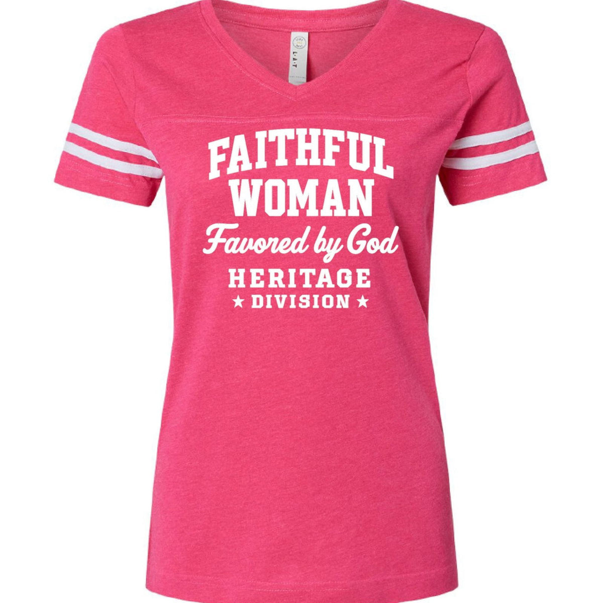 Faithful Woman Heritage Division Women's Christian Football Jersey T-shirt - ClaimedbyGodDesigns