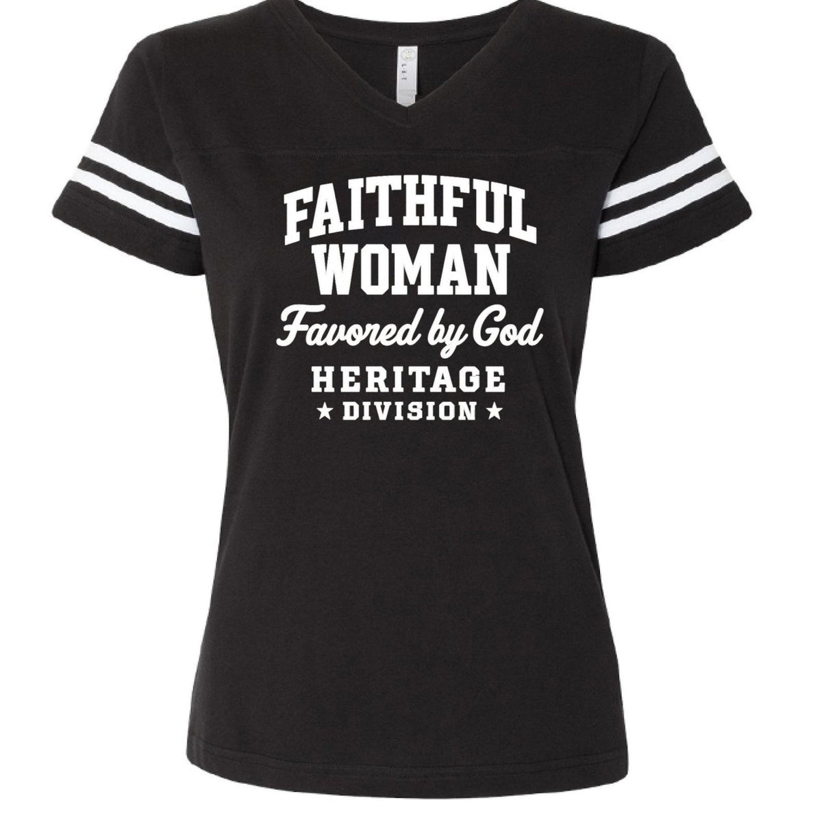Faithful Woman Heritage Division Women's Christian Football Jersey T-shirt - ClaimedbyGodDesigns