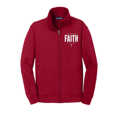 Fear Ends Where Faith Begins Premium Sport Youth Christian Full-Zip Fleece Jacket - ClaimedbyGodDesigns