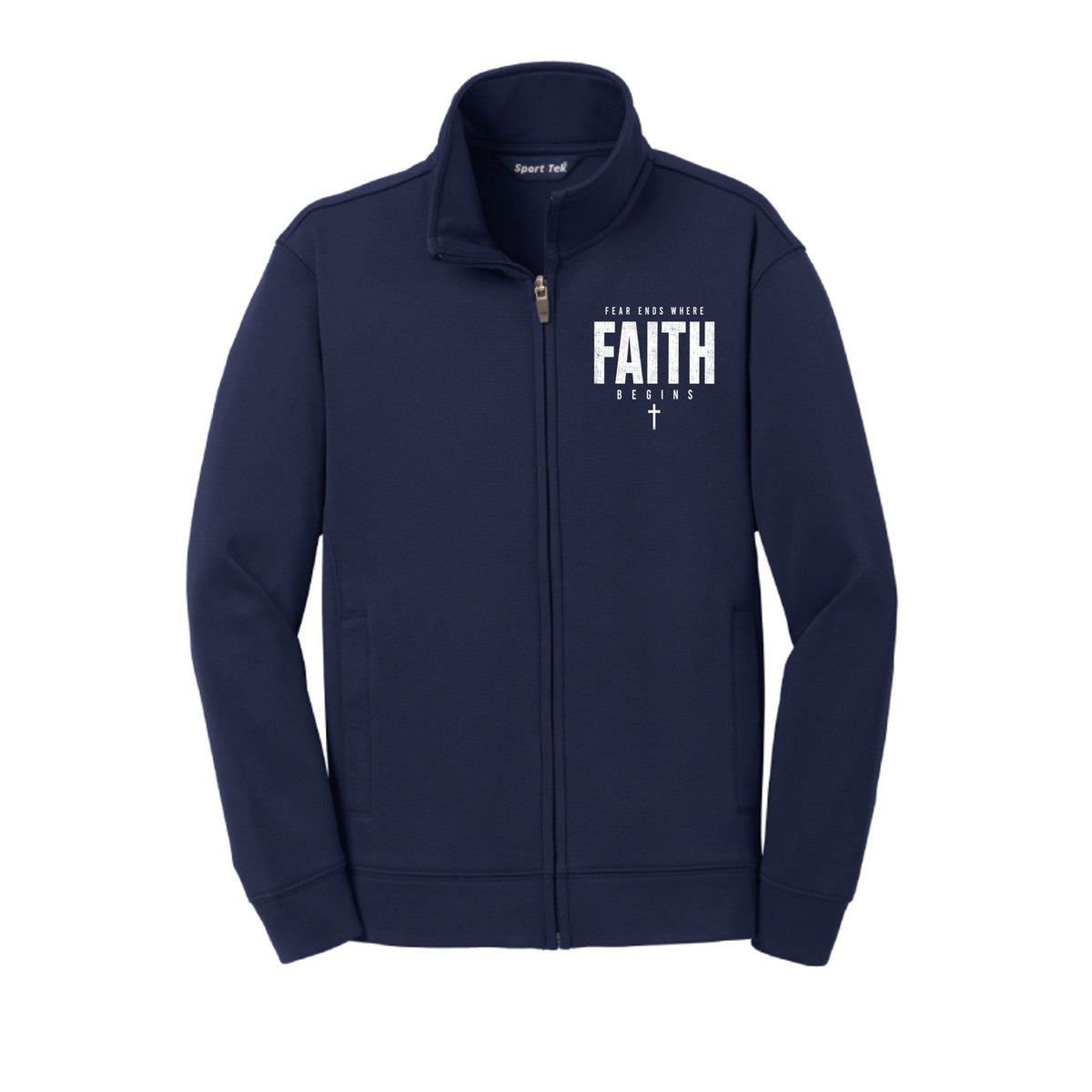 Fear Ends Where Faith Begins Premium Sport Youth Christian Full-Zip Fleece Jacket - ClaimedbyGodDesigns