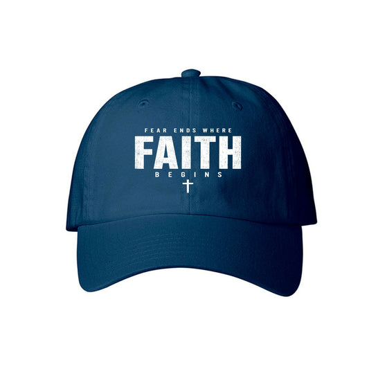 Fear Ends Where Faith Begins adult Christian Hat - ClaimedbyGodDesigns