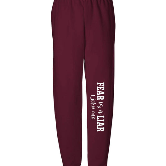 Fear Is a Liar Youth Christian Sweatpants - ClaimedbyGodDesigns