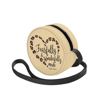 Fearfully And Wonderfully Made Christian Kids PU Small Round Bag Children Purse - ClaimedbyGodDesigns